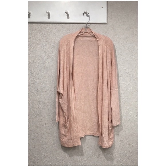Lunya Linen Knit Dusty Rose Cardigan Open Front OS Lightweight Minimalist Cozy - Picture 6 of 11